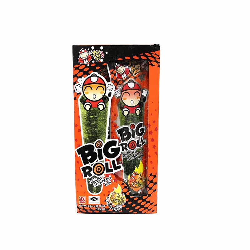 泰国进口零食品小老板烤海苔卷口味 bigroll脆紫菜辛辣原味27g