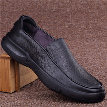 Foreign trade mens casual leather shoes mens soft pasta leather headlayer cow leather business mens shoes Soft bottom mid-aged daddy shoes genuine leather