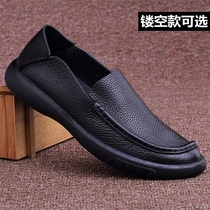 Foreign Trade Men Shoes Spring Summer Real Leather business casual shoes Monolayer Cow Leather Soft Bottom Breathable Sleeve Foot Hollowed-out Mens Leather Shoes