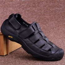 Foreign trade mens sandals 2022 new genuine leather breathable summer casual male leather shoes for older Baotou sandals daddy