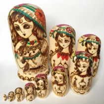 Imported Russian doll 10-layer air-dried basswood tasteless handmade wood products educational toy ornaments