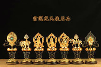 Tibetan Buddhism Tantric King Qizheng Bronze Seven Treasures Buddha Hall auspicious sandalwood exquisite ornaments