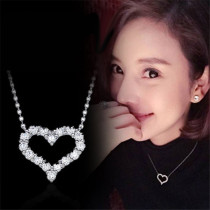 925 sterling silver heart-shaped diamond necklace female choker peach heart simple girlfriends love pendant tide Net Red