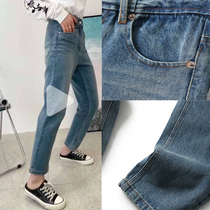 Crack 3 4 A buckle old high thin radish small feet jeans Q1456072