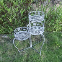 Garden Iron Art Folding Flower Shelf Floor Type Ladder Frame Sub Flower Tote Multilayer Balcony Raise grey flower pot frame European style