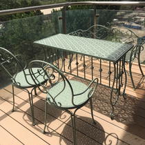 Long Table Casual Open-air Balcony Garden Patio Cafe Milk Tea Shop Interior Iron Art Table And Chairs Combine Three Pieces Kit