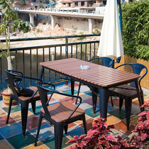 Outdoor table and chairs Combined outside swing Coffee shop 5 pieces of family House plastic wood Balcony Furniture Terrace Sky Room Foreign Minister Table and chairs