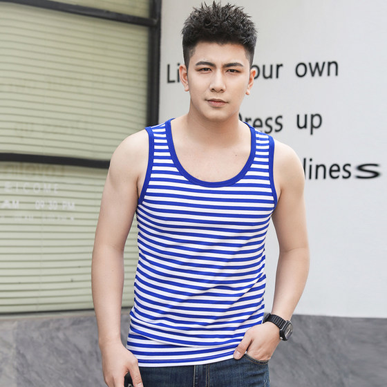 Sea Soul Shirt and Vest Men's Blue and White Striped Sleeveless T-shirt Pure Cotton Sports and Fitness Vest Wearing Vest Summer
Sea Soul Shirt and Vest Men's Blue and White Striped Sleeveless T-shirt Pure Cotton Sports and Fitness Vest Wearing Vest Summer
