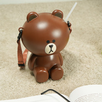 Line friends genuine brown bear popcorn bucket cola drink one bucket doll shoulder bag