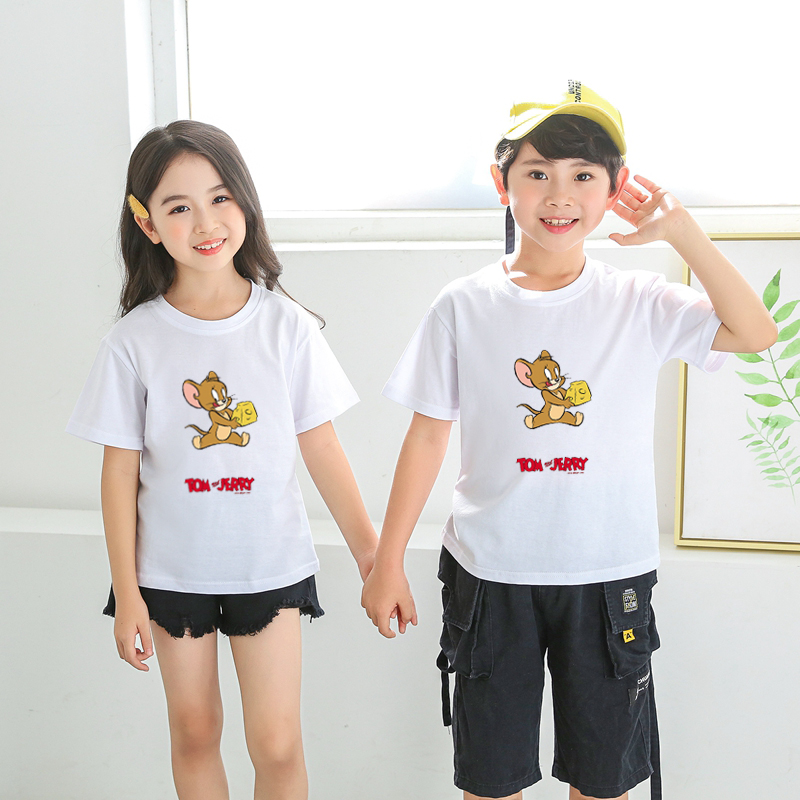 模特 韩版男女童装2020杰利鼠印花吸汗短袖t恤网红款