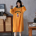 women's autumn winter thickened flannel loose large size maternity pajamas fat MM mid-length coral fleece japanese GP nightdress