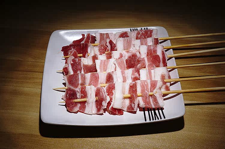 五花肉串 户外野营烧烤食材 韩式烤肉串 猪肉串 1袋20串_双氙车灯改装