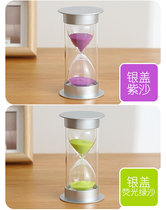 Send girlfriend silver cover powder sand hourglass timer 60 min to cultivate children time concept dream of great taste