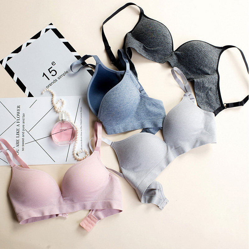 日系简约运动背心固定肩带 小胸上薄下厚聚拢文胸罩