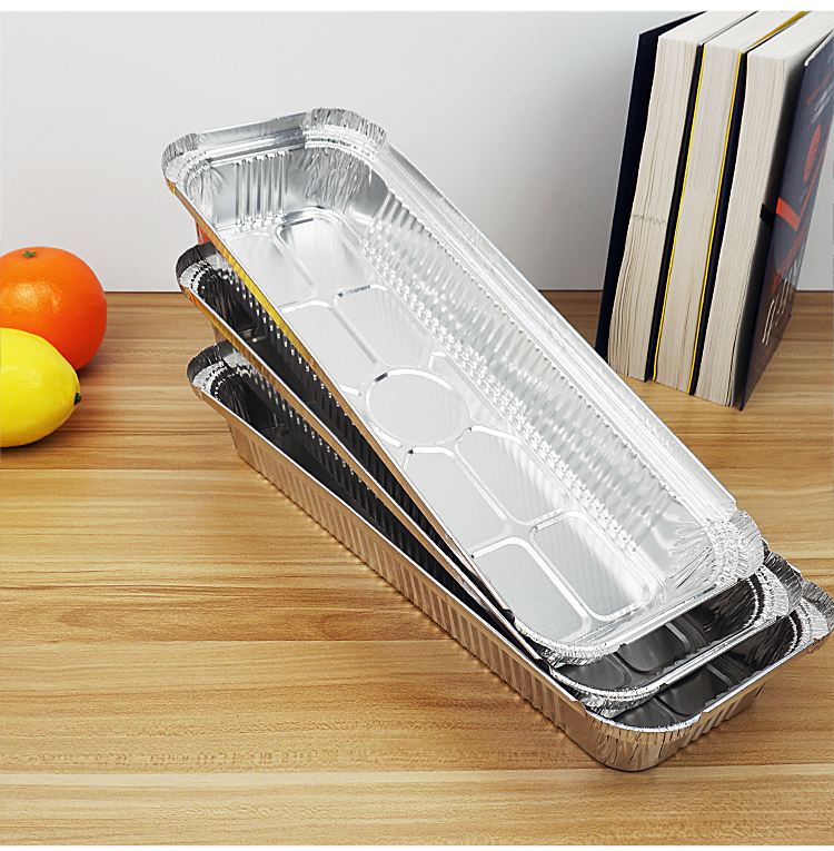 烧烤锡纸盒一次性长方形锡箔纸盒长条外卖烤串餐盒高档烧烤打包盒