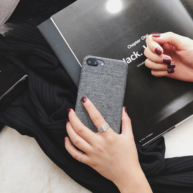 冬季绒布帆布phoneX手机壳7plus简约苹果6s布