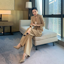 Khaki British style suit Formal womens suit Suit goddess fan wide leg pants Business temperament work clothes women