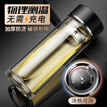 Add Sink Custom Mug Print Logo for commemorative gift Double tea cup High-end Transparent Glass Cup Lettering