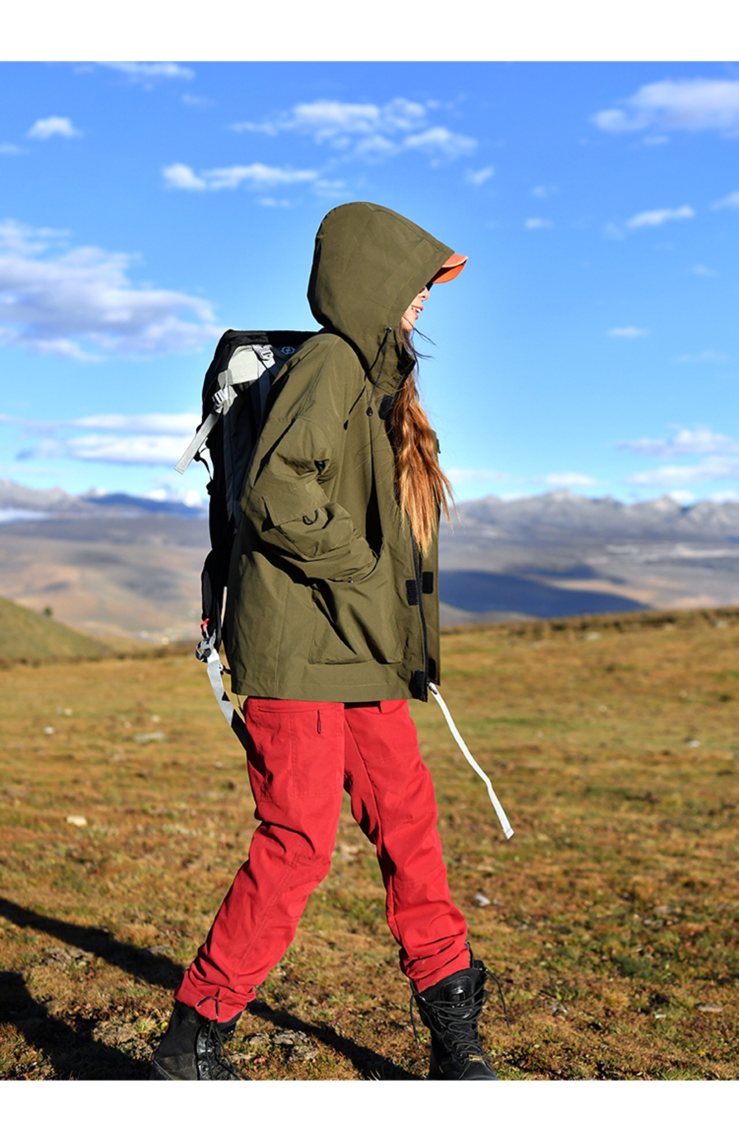 北京森林户外新品休闲旅行宽松显瘦速干加绒连帽工装风开衫外套女