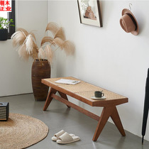 Nordic rattan chapped shoes stool short stool brief modern close to wall solid wood strip benches net red wind home doorway closed stool