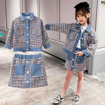 British next Kisss girl set 2020 Autumn new small children Korean version of foreign style skirt two-piece set