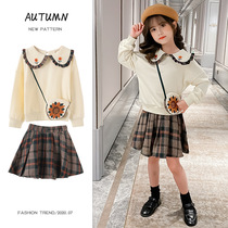 British next kisses girl set 2020 Autumn New Korean version of foreign style plaid pleated princess two-piece set