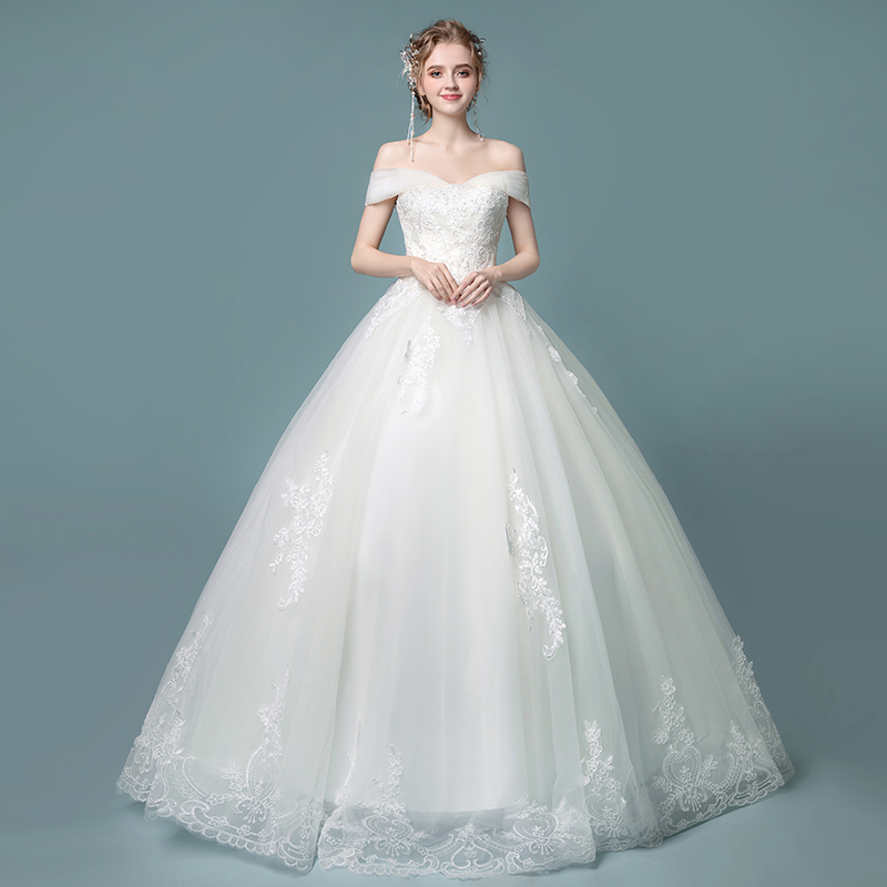 French Master Wedding Dress 2022 new bride small shoulder high texture sentient dress is a small dress