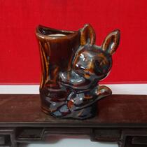 Double-sided rabbit old pen drum plastic piece pen jacket old porcelain antique antique all-product photo
