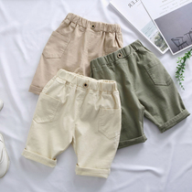 2021 summer new boys loose five-point pants foreign style female baby casual pants small and medium child labor pants tide