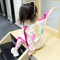 Autumn clothing 2021 new girls Children Outdoor baby sports clothes two-piece children Foreign style Net Red childrens clothing