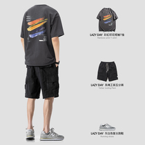 LAZY DAY original male costume summer daily tie trousers male tide shorts loose casual pants straight pint five pairs of pants