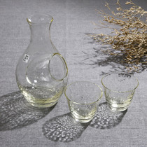 Spot Japan Imports Toyo Sasaki Amber Artisanal Ice Wine Jug Day Style Glass Clear Wine Taverware Suit