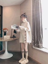 Sweater womens loose knitted sweater lazy wind pullover high collar Korean velvet thickened 2019 autumn and winter New