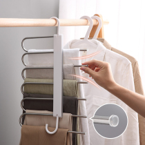 Folding trouser rack wardrobe built-in multifunctional multilayer traceless pants hanger home magic pants rack containing deviner