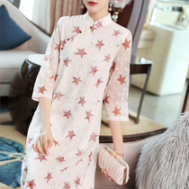2020 Summer Literary retro chiffon dress improved Chinese style womens tea dress womens belly thin long dress women