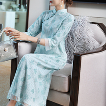 2020 Spring Dress New Fairy Long Skirt Chinese Women Fairy Skirt Dress Button Cheongsam Vintage Dress Women Spring