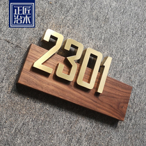 Creative household house number Original design number plate High-end hotel villa house number Solid wood metal combination customization
