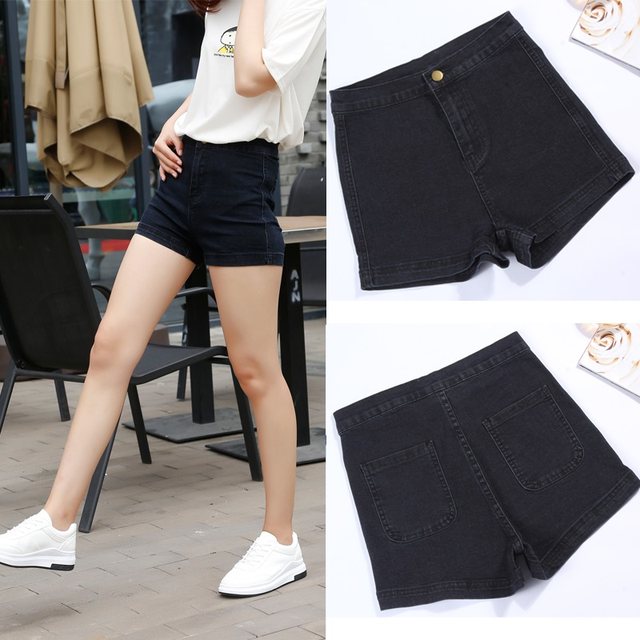 2024 Shorts Jeans ຂອງແມ່ຍິງໃຫມ່ສີດໍາແອວສູງ Denim Shorts Sexy Summer Trendy Pants Slim A-Line ກາງເກງຮ້ອນ
