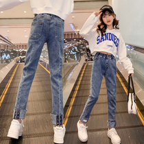 Girls' pants in Chunqiu wear 2022 new children's foreign body and the children's fashionable high-bomb trousers in jeans