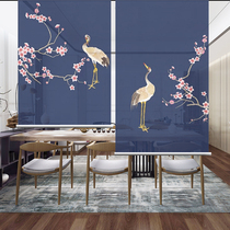 Chinese soft partition fabric rolling curtain partition hanging screen living room tea room porch curtain lifting curtain hanging curtain