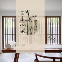 Customized Chinese Mountain grid entrance soft partition study living room fashion curtain curtain