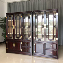 Full solid wood Chinese fragrant camphor wood bookcase Ming and Qing imitation ancient bookcase Sour Color Glass Cabinet Lockers Damp