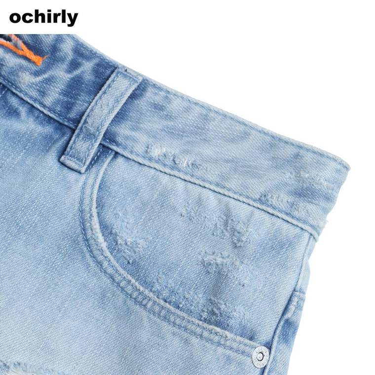 【新降5折】Ochirly欧时力破洞做旧阔腿牛仔短裤1152061910