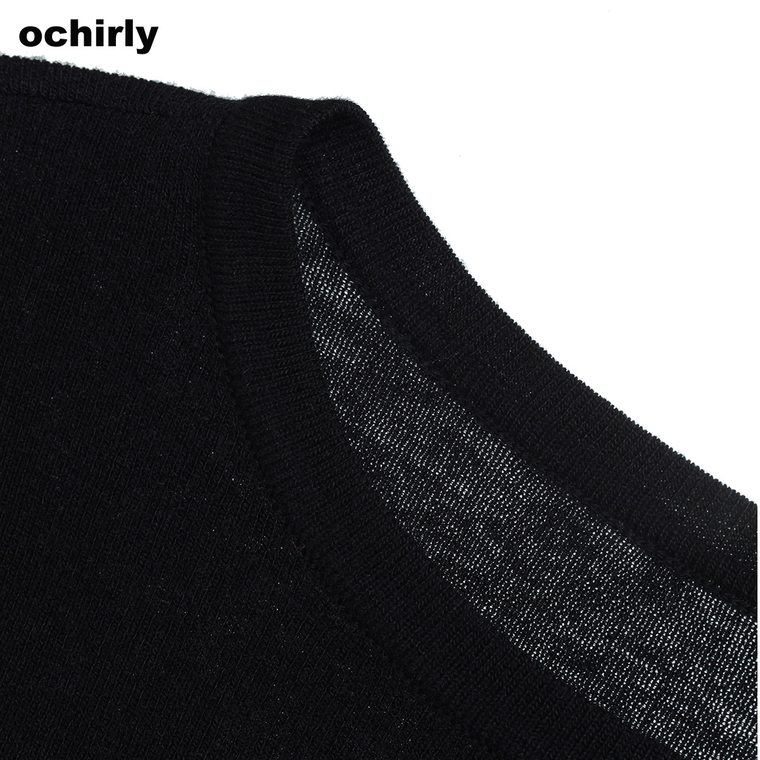 Ochirly欧时力2015新女秋装简约修身中袖薄套头针织衫1153031630