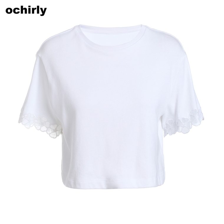 【新降7折】Ochirly欧时力花边宽松短款T恤1152022970