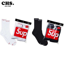 Spot SUPREME X HANES SOCKS classic letter LOGO men and women sports high-end stockings