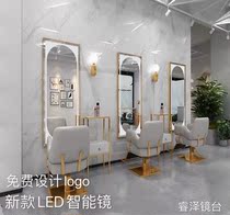 Net Red Barber shop mirror wall hairdressing mirror table single-sided floor-to-ceiling with light-emitting wall-mounted hair salon dedicated