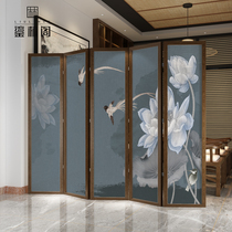 New Chinese screen folding mobile partition living room solid wood folding screen hotel office Hall barrier entrance entrance entrance