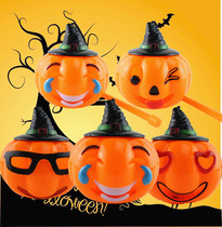 Halloween decorations portable glowing singing pumpkin lights Halloween children with sound toys portable pumpkin bucket