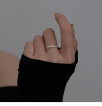 925 sterling silver round chain ring female minimalist ins niche design light luxury fashion personality simple adjustable ring